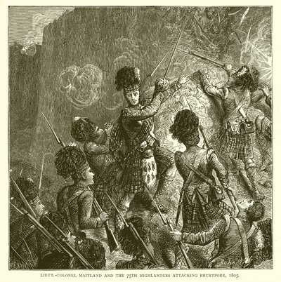 Podpułkownik Maitland i 75. Highlanders atakujący Bhurtpore, 1805 autorstwa English School