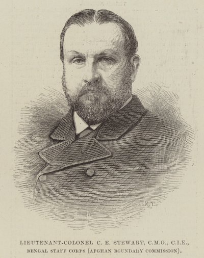 Podpułkownik C E Stewart, CMG, CIE, Bengal Staff Corps (Afgańska Komisja Graniczna) (rycina) autorstwa English School