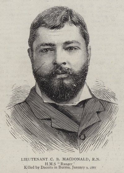 Porucznik C B Macdonald, RN (Grawerowanie) autorstwa English School