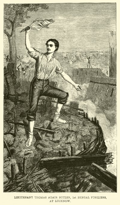 Porucznik Thomas Adair Butler, 1. Pułk Fizylierów Bengalskich, w Lucknow autorstwa English School