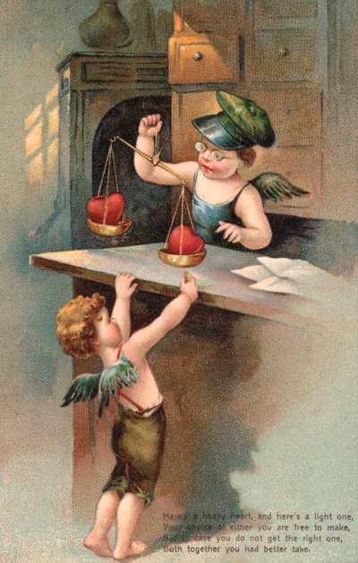 Lekkie i ciężkie serce (chromolitho) autorstwa English School