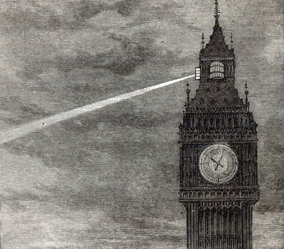 Światło na wieży zegarowej, Houses of Parliament z The Illustrated London News, 16 sierpnia 1873 r. autorstwa English School