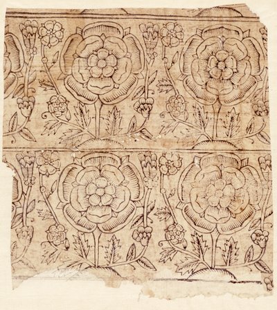 Papier podszewkowy ze wzorem Tudor Rose, ok. 1550 (drewnodruk) autorstwa English School