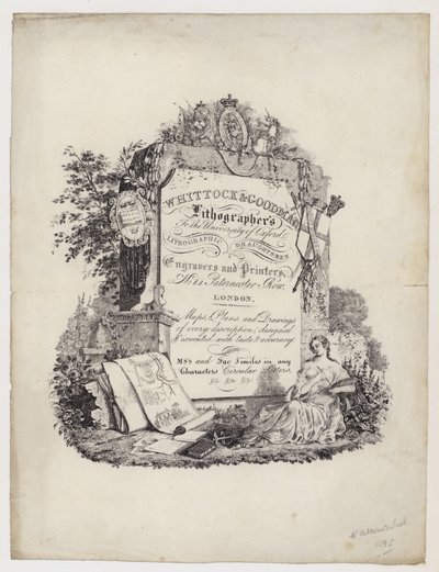Litograf, Whittock & Goodman, karta handlowa autorstwa English School
