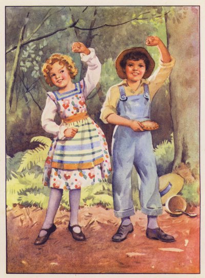 Mały Jack Horner i Mała Miss Muffet (kolorowa litografia) autorstwa English School