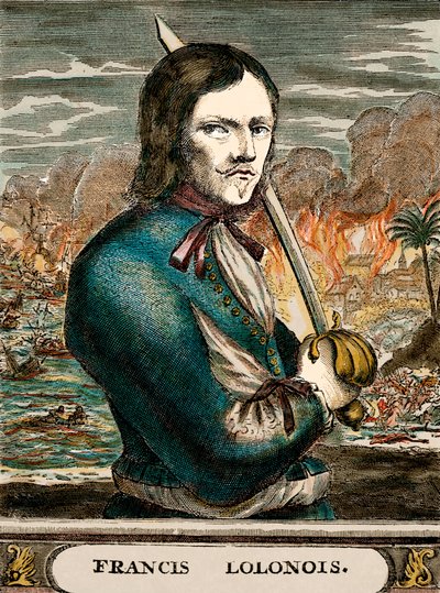 Korsarz Lolonois (kolorowa rycina) autorstwa English School