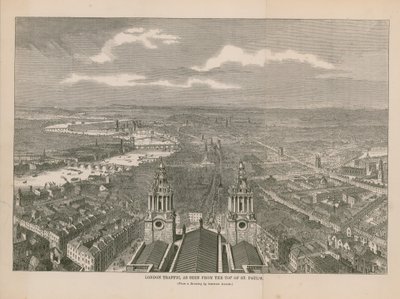 Ruch uliczny w Londynie widziany ze szczytu St Pauls autorstwa English School
