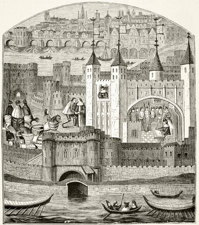 Londyn i Tower of London w XV wieku, z „The National and Domestic History of England” Williama Hickmana Smitha Aubreya (1858-1916) opublikowanej w Londynie ok. 1890 r. autorstwa English School