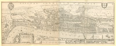 Londyn za panowania królowej Elżbiety I, faksymile (zmniejszone) mapy autorstwa Aggas 1560 autorstwa English School