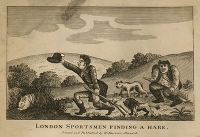 Londyńscy sportowcy znajdujący zająca (grawerunek) autorstwa English School