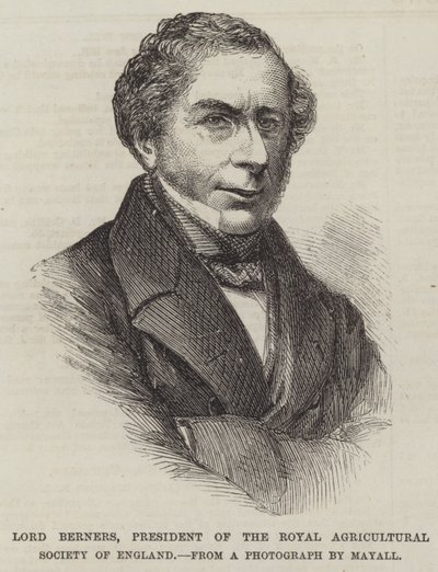 Lord Berners, prezes Królewskiego Towarzystwa Rolniczego Anglii (grawerowanie) autorstwa English School