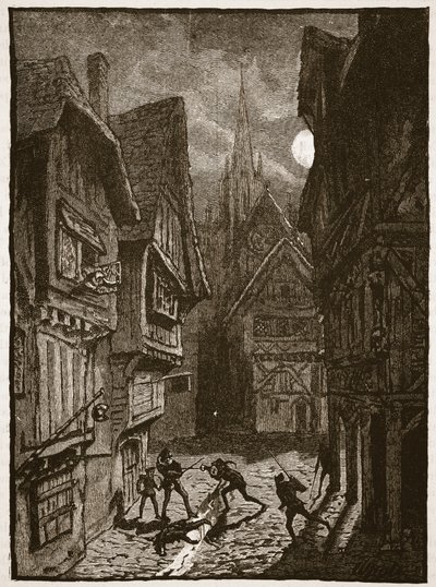 Lord Gray i jego zwolennicy atakujący hrabiego Southampton, ilustracja z Cassells Illustrated History of England (zdjęcie w sepii) autorstwa English School