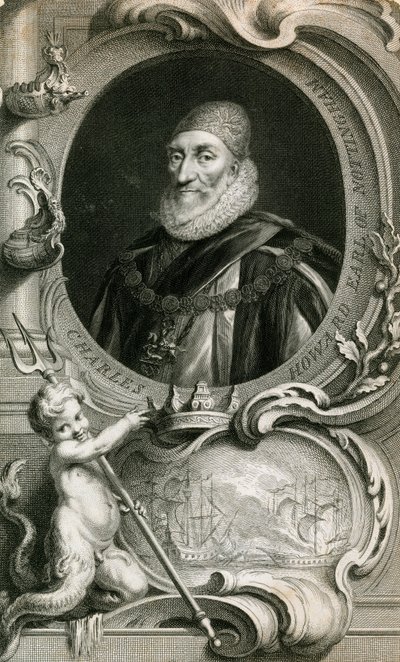Lord Howard z Effingham, admirał Armady Floty autorstwa English School