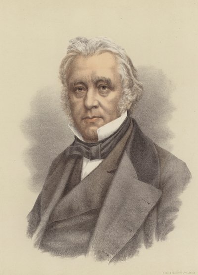 Lord Macaulay, brytyjski historyk i polityk (kolorowa litografia) autorstwa English School