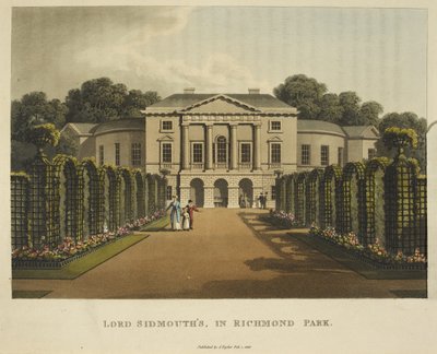 Lord Sidmouth w Richmond Park, z „Fragments on the Theory and Practice of Landscape Gardening, w tym kilka uwag na temat architektury greckiej i gotyckiej, wspomagany przez Humphry