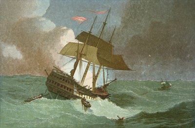 Utrata „Kent” East Indiaman, c.1825 (kolor lito) autorstwa English School