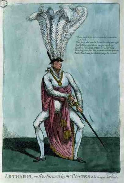„Lothario w wykonaniu pana Coatesa w teatrze Haymarket, 9 grudnia 1811, wyd. William Holland autorstwa English School