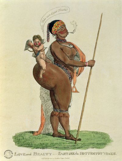 Miłość i piękno - Sartjee Hottentot Wenus, 1810 autorstwa English School
