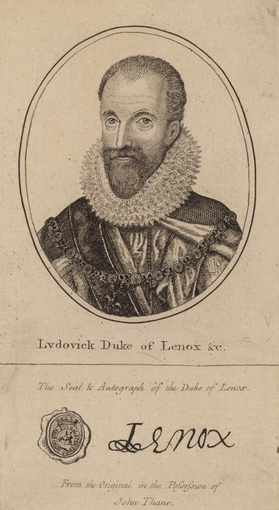 Ludovic książę Lenox; portret i autograf autorstwa English School