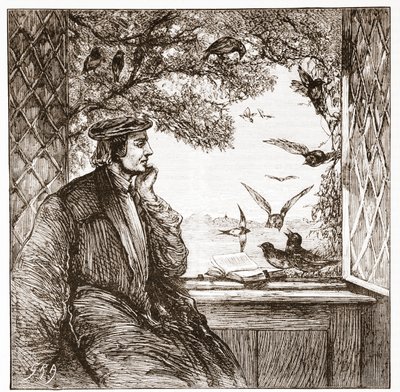 Luter pod zamkiem Coburg: sejm kawek, ilustracja z Historii protestantyzmu Jamesa Aitkena Wyliego (1808-1890), wyd. 1878 autorstwa English School