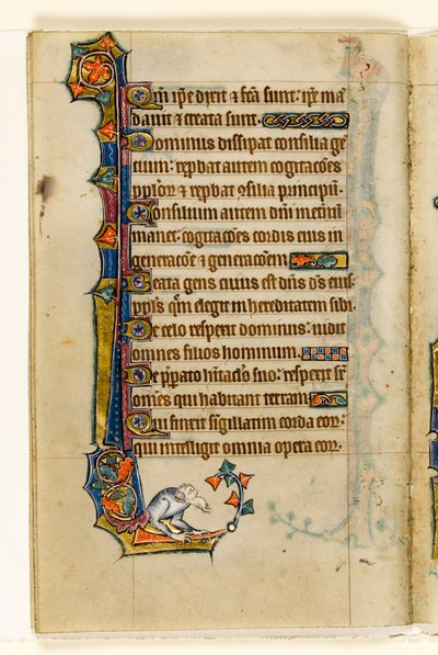 MS 1-2005, k.l. 47v: Groteskowa, marginalna dekoracja z Psałterza Macclesfielda, Use of Sarum, East Anglia, c.1330 autorstwa English School