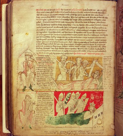MS CCC 157 s.382 Wizje śnione przez króla Henryka I w Normandii w 1130, z Kroniki Worcester, c.1130-40 (welum) autorstwa English School