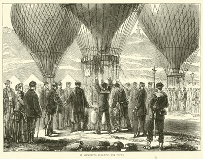 M Gambetta rozpoczynający wycieczki, listopad 1870 autorstwa English School