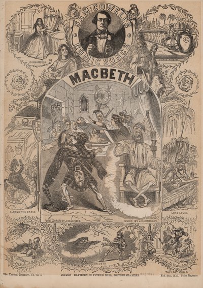 Makbet, jedna z komicznych piosenek Sama Cowellsa (kolorowa litografia) autorstwa English School