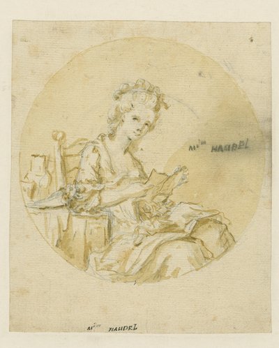 Madame Handel, połowa XIX wieku (pióro i tusz oraz pranie na papierze) autorstwa English School