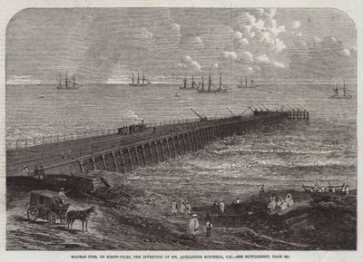 Madras Pier, na śrubach, wynalazek pana Alexandra Mitchella, CE (rycina) autorstwa English School