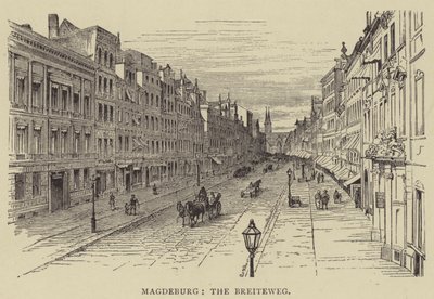 Magdeburg, The Breiteweg (grawerowanie) autorstwa English School
