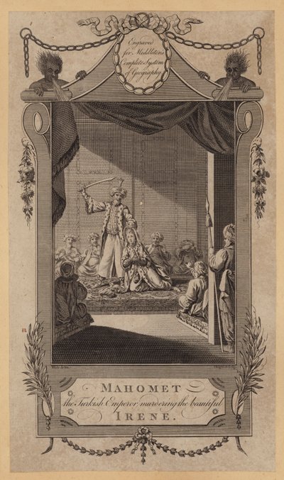 Mahomet, turecki cesarz mordujący piękną Irenę (rycina) autorstwa English School