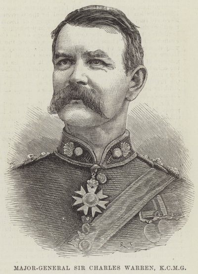 Generał dywizji Sir Charles Warren, KCMG (Grawerowanie) autorstwa English School