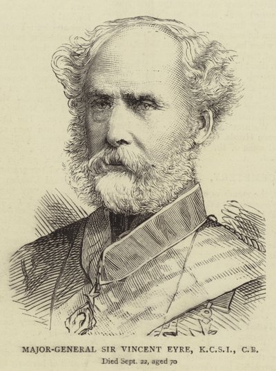Generał dywizji Sir Vincent Eyre, KCSI, CB (grawerowanie) autorstwa English School