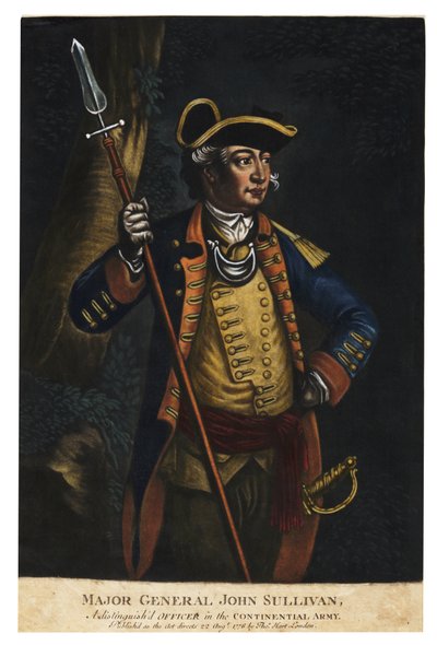 Generał dywizji John Sullivan, 1776 (ręcznie barwiona mezzotinta) autorstwa English School