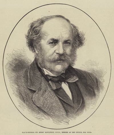 Generał dywizji Sir Henry Rawlinson, KCB, Członek Rady ds. Indii (grafika) autorstwa English School