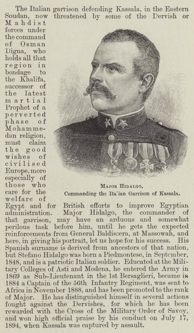 Major Hidalgo, dowodzący włoskim garnizonem Kassala (grafika) autorstwa English School