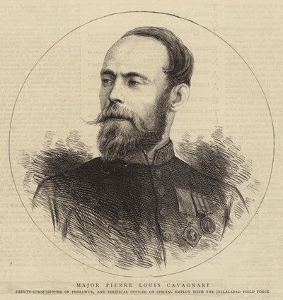 Major Pierre Louis Cavagnari (grafika) autorstwa English School