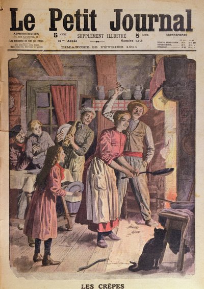 Robienie naleśników, ilustracja z Le Petit Journal, 26 lutego 1911 autorstwa English School
