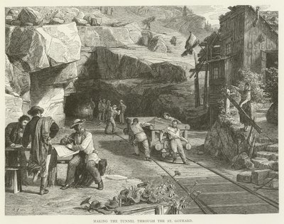 Wykonanie tunelu przez St Gothard autorstwa English School