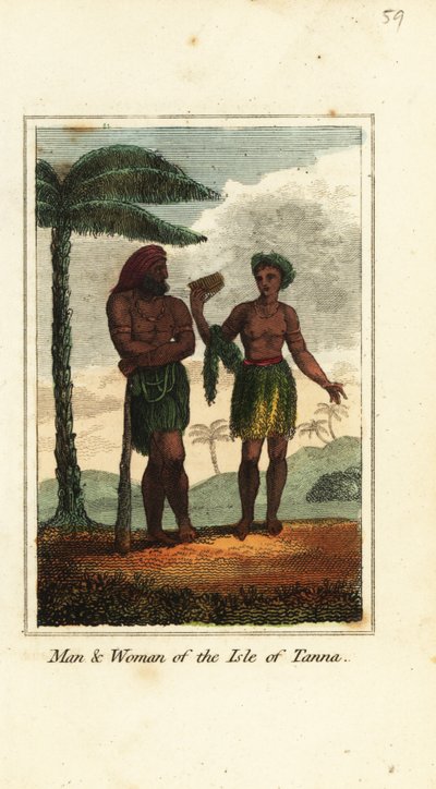 Mężczyzna i kobieta z wyspy Tanna, Vanuatu autorstwa English School
