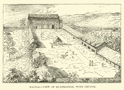 Mangila, widok na Quadrangle, z kościołem autorstwa English School