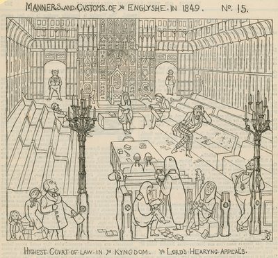Maniery i zwyczaje Anglików w 1849 r.: Najwyższy sąd w Królestwie, Lordowie rozpatrujący apelacje autorstwa English School