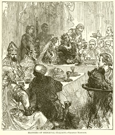 Obyczaje średniowiecznych Włochów. — Małżeństwo weneckie autorstwa English School