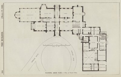 Rezydencja, Leigh Park, plan parteru (grafika) autorstwa English School