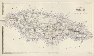 Mapa: Wyspa Jamajka, autor: G.H. Swanston, Edynburg (kolorowa litografia) autorstwa English School