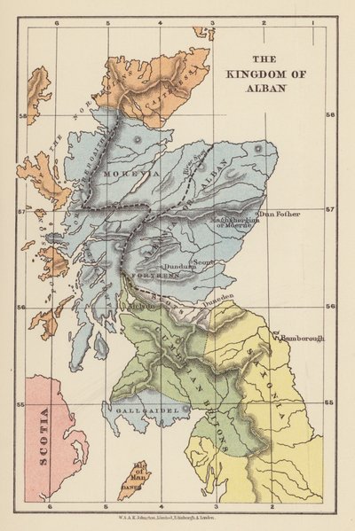 Mapa: Królestwo Albanu (kolorowa litografia) autorstwa English School