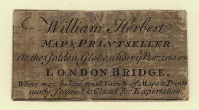 Map and Printseller, William Herbert, karta handlowa autorstwa English School