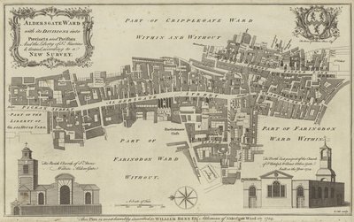 Mapa Aldersgate Ward, City of London autorstwa English School
