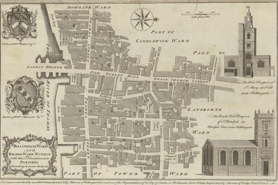 Mapa oddziałów Billingsgate i Bridge, Londyn autorstwa English School